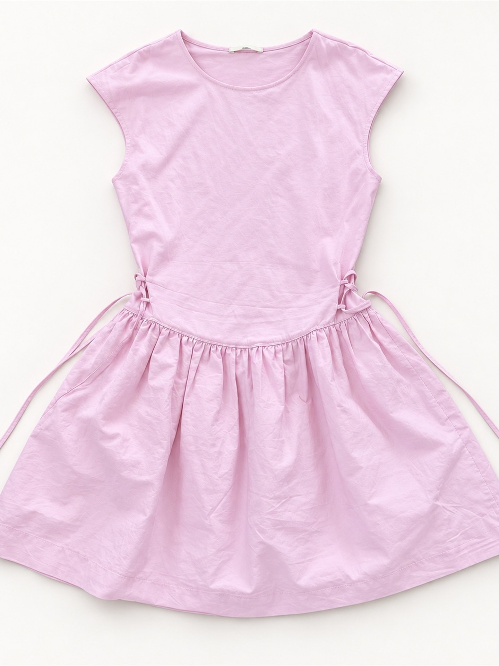 Sleeveless Pink Cotton Dress with Tie Waist